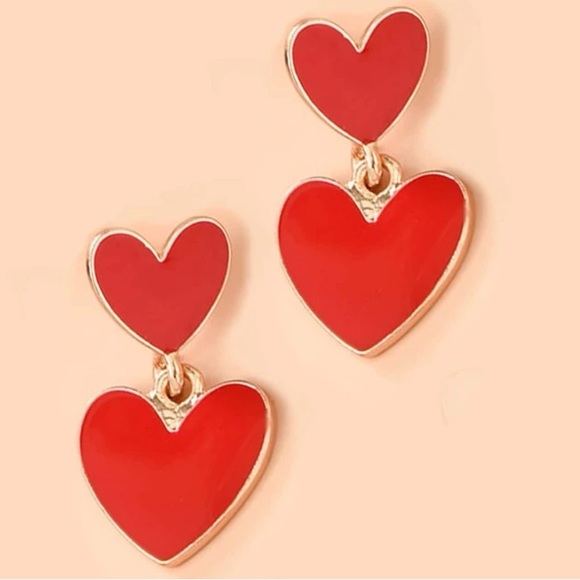 Heart Dangle Earrings - Picture 3 of 5